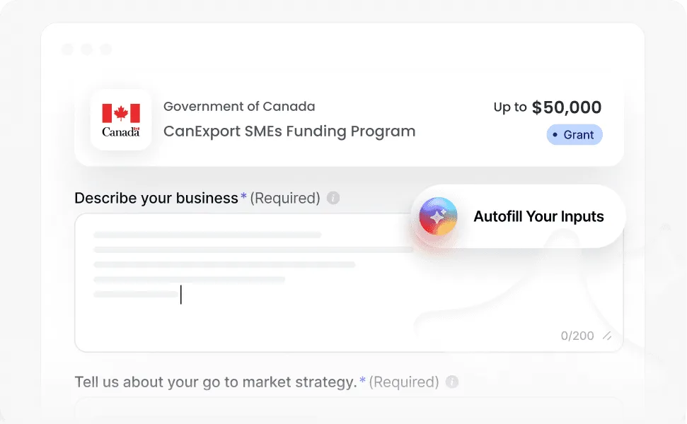Browser extension offering to autofill a funding application form