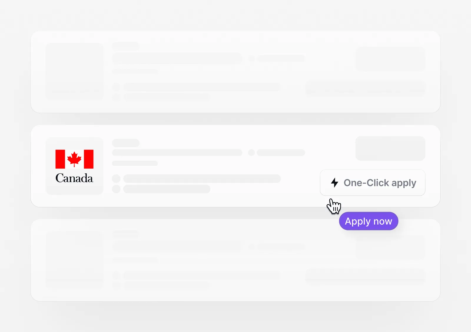 Opportunity card with a one-click apply button