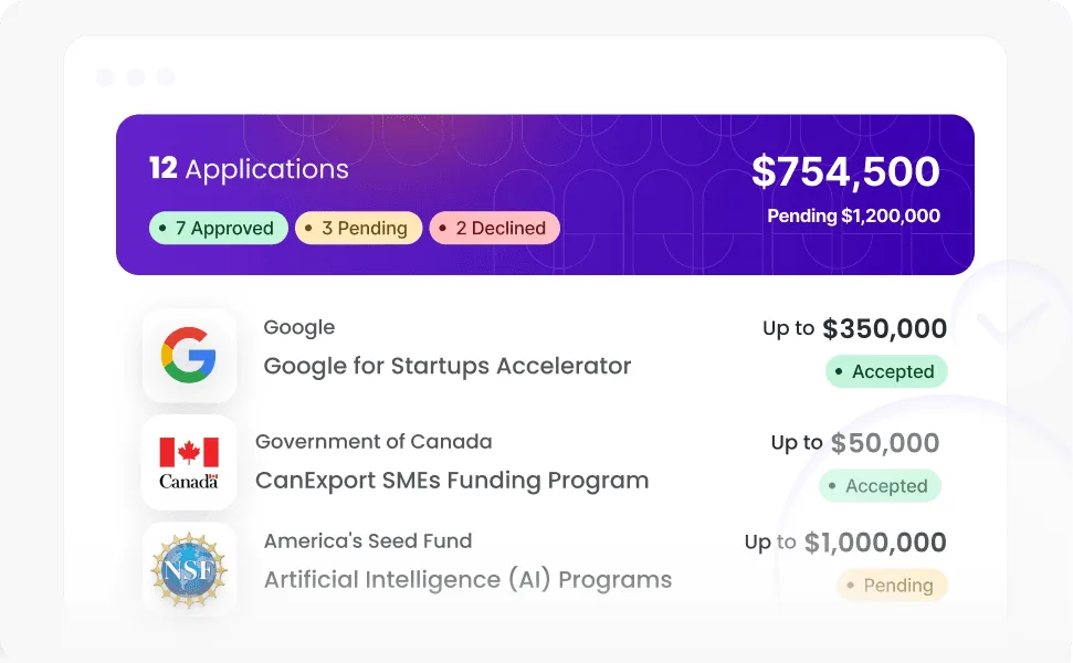 Applications list with generated drafts